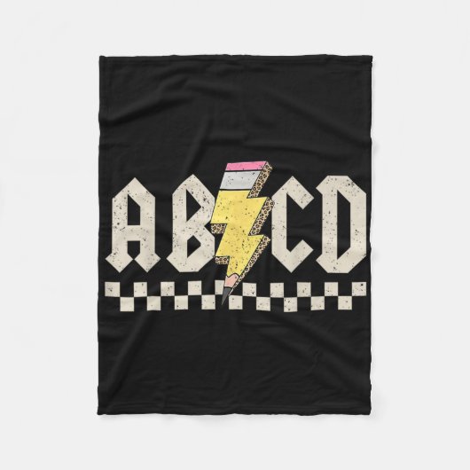 Abcd Pencil Lightning Bolt Back To School Teachers Fleece Deken (Voorkant)