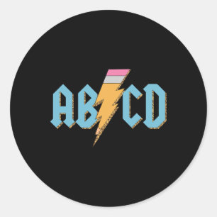 ABCD Pencil Lightning Rock'n Roll Teacher Terug na Ronde Sticker