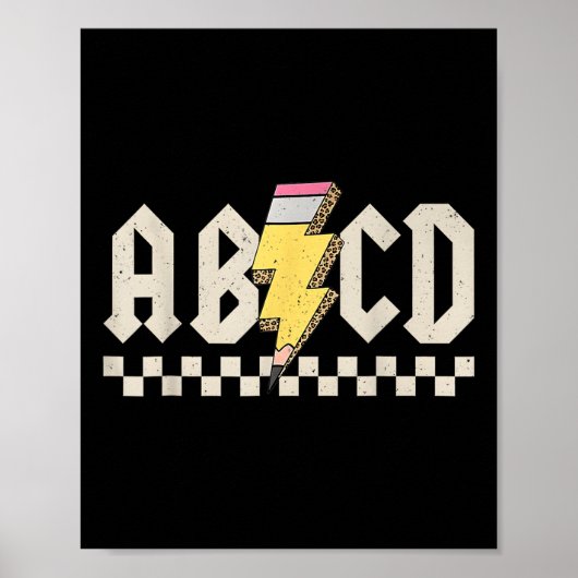 Abcd Potlood Bliksemflits Leraar Terug naar school Poster (Voorkant)