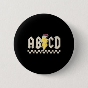 Abcd Potlood Bliksemflits Leraar Terug naar school Ronde Button 5,7 Cm