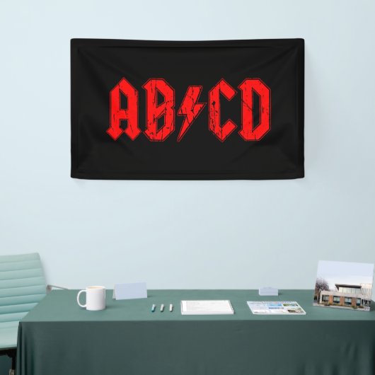 ABCD rockmuziek grappig symbool voor acdc-grappen Spandoek (Beurs)