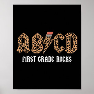 ABCD Rocks First Grade Terug naar School Leopard T Poster