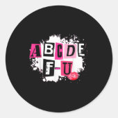 Abcdefu Retro Funny Heart Valentine's Day  Ronde Sticker (Voorkant)