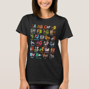 ABCs Alphabet Dieren Pre-K Leraren Leerlingen Teru T-shirt