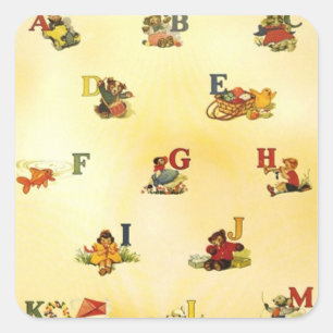 ABC's Sticker/Seal Sjabloon Vierkante Sticker