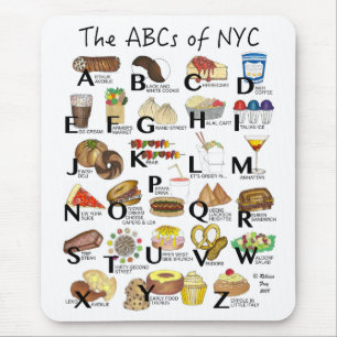 ABC's van NYC Iconic New York City Foods Alphabet Muismat