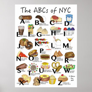 ABC's van NYC Iconic New York City Foods Alphabet Poster