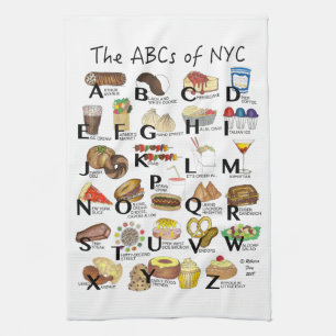 ABC's van NYC Iconic New York City Foods Alphabet Theedoek