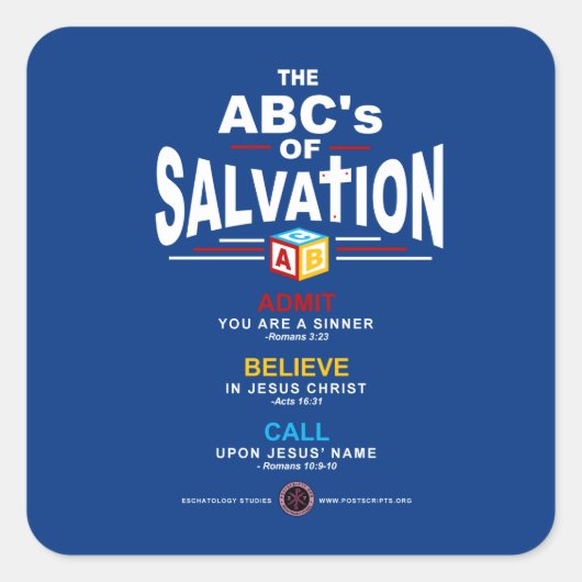 ABC's van redding Vierkante Sticker (Voorkant)