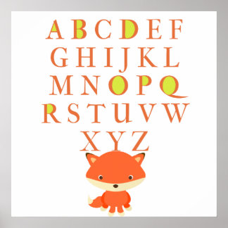 ABC's voor kinderen met Cute Fox Poster