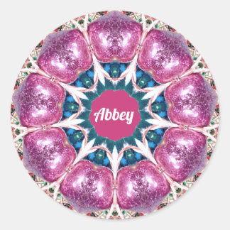ABDIJ ~ Helder Abstract Patroon ~ Gepersonaliseerd Ronde Sticker