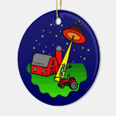 Abductie van boer Alien Keramisch Ornament (Links)
