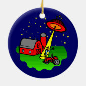 Abductie van boer Alien Keramisch Ornament (Achterkant)