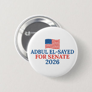 Abdul El-Sayed voor Senaat 2026 Verkiezing Ronde Button 5,7 Cm