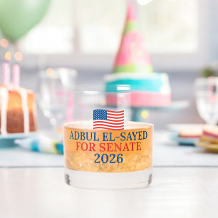Abdul El-Sayed voor Senaat 2026 Verkiezing Whisky Glas