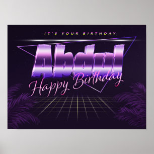 Abdul Nom Vorname lila retro Poster Geburtstag