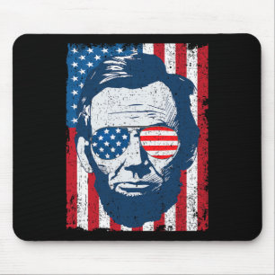 Abe Lincoln Baard Zonnebril En Amerikaanse Vlag 4  Muismat