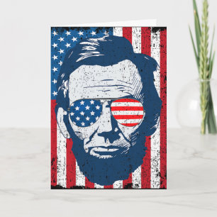 Abe Lincoln Baard Zonnebril En Amerikaanse Vlag 4e Kaart