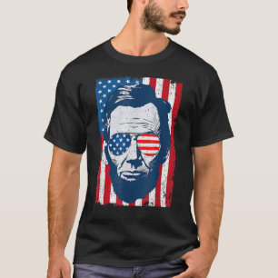 Abe Lincoln Beard Sunbril & American Flag 4th O T-shirt
