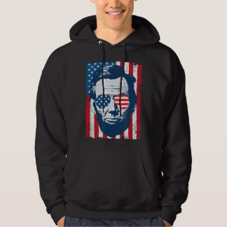 Abe Lincoln Beard Sunglasses & American Flag 4th O Hoodie