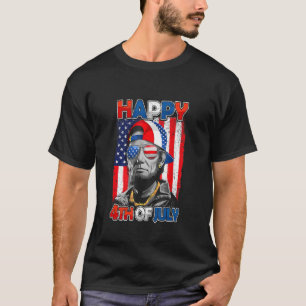 Abe Lincoln Beard Zonnebrillen Amerikaanse vlag 4e T-shirt