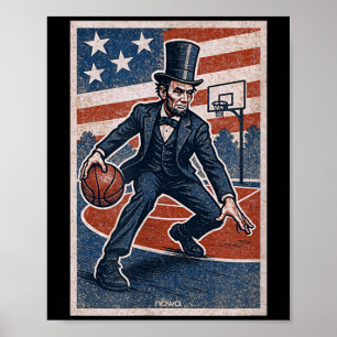 Abe Lincoln Dribbelt - Amerikaanse Honkbalspeler Poster