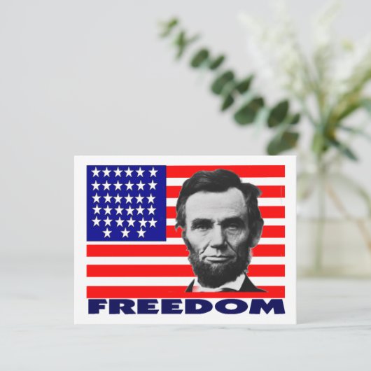 Abe Lincoln "Freedom"-vlag — unieke kunstgeschenke Briefkaart (Staand voorkant)