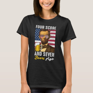 Abe Lincoln Funny, 4 juli, 4-score en 7-bijen T-shirt