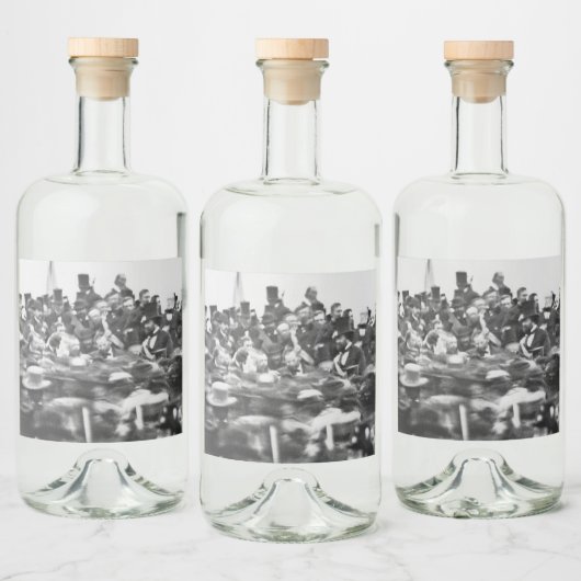 Abe Lincoln Gettysburg-toespraak: einde van de bur Likeurfles Etiket (Flessen)