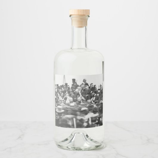 Abe Lincoln Gettysburg-toespraak: einde van de bur Likeurfles Etiket (Voorkant)