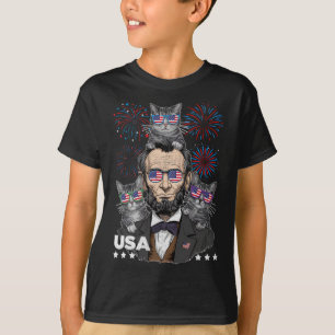 Abe Lincoln kattenliefhebber grappig 4 juli onafha T-shirt