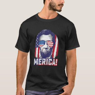 Abe Lincoln Merica 4 juli Amerika Patriotisch Gr T-shirt