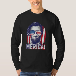 Abe Lincoln Merica 4 juli Amerika Patriotisch Gr T-shirt
