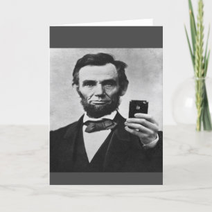 Abe Lincoln met mobiele telefoon Bedankkaart