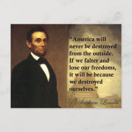 Abe Lincoln Quote: "Amerika zal nooit..." Briefkaart