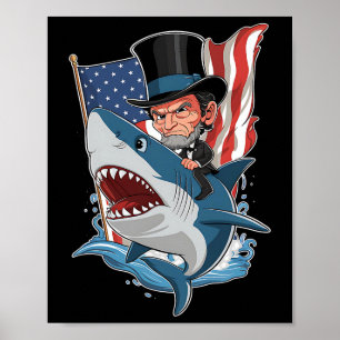 Abe Lincoln Ridder Haai Awesome Vier Juli Gr Poster