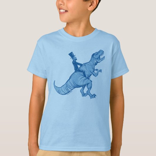 Abe Lincoln Riding A T-Rex Kinder T-Shirt (Voorkant)
