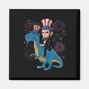 Abe Lincoln rijdt op een dinosaurus grappige 4 jul Magneet