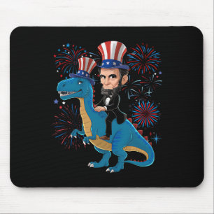 Abe Lincoln rijdt op een dinosaurus grappige 4 jul Muismat