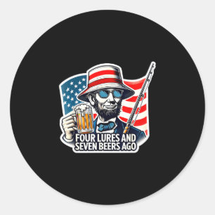 Abe lincoln vier lokmiddelen zeven biertjes gelede ronde sticker