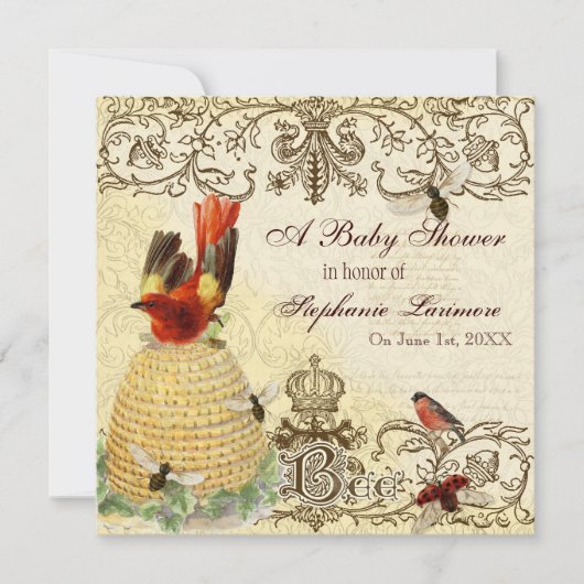 Abee Happy Vintage, Baby shower Party Invitation (Devant)