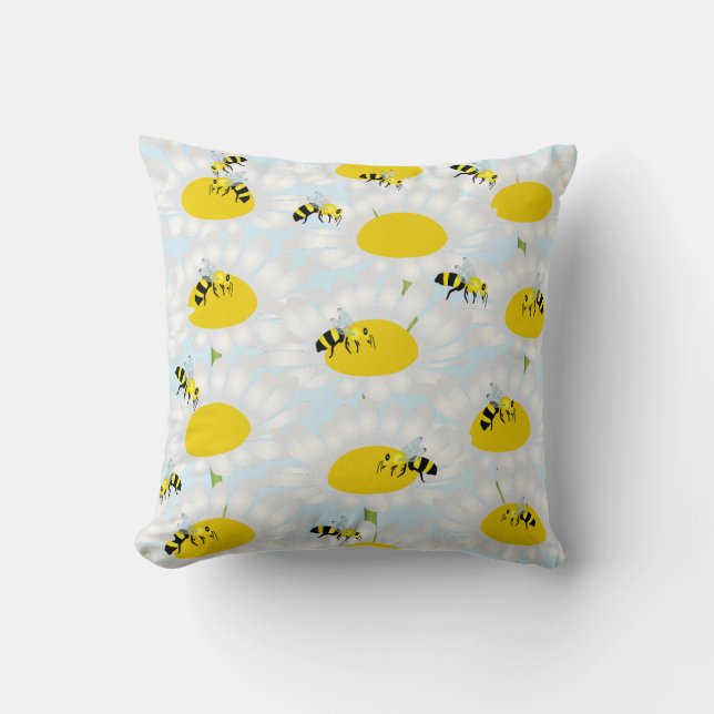 Abee sur Coussin de fleurs - Arrière - plan bleu (Recto)