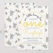 Abeille 1er Anniversaire Invitation Miel Fête de l (Devant / Derrière)