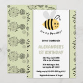 Abeille 1er anniversaire invitations Mignonne Mode (Devant / Derrière)