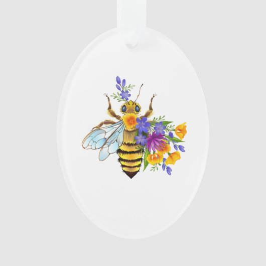 Abeille à fleurs avec plantes sauvages (devant)