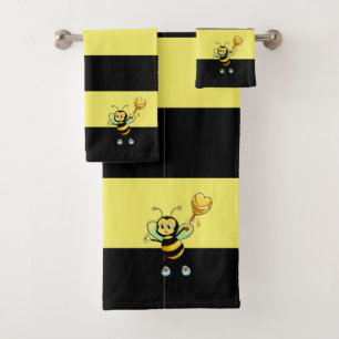 Abeille à rayures noires et jaunes sur serviette d