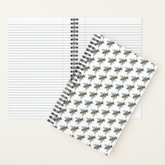 Abeille (blanc) - Cahier à reliure spirale (À l'intérieur)