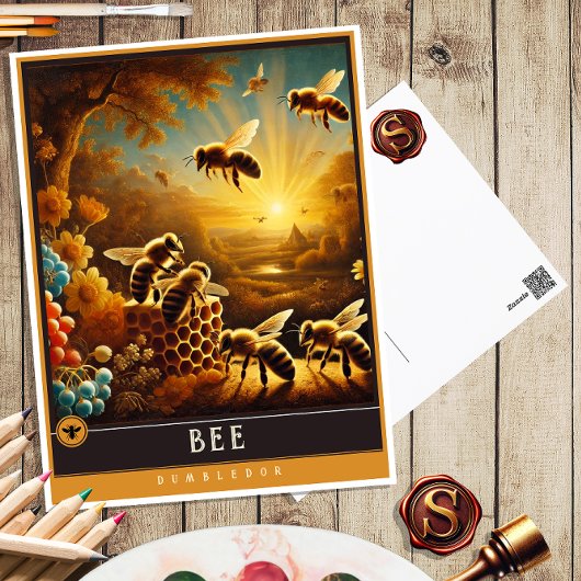 Abeille | Carte postale Famille Vintage Animal