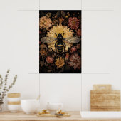 Abeille dans une fleur sombre, impression de bourd (Cuisine)