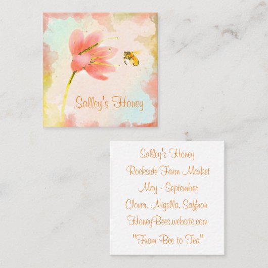 Abeille d'aquarelle et Carte de visite de miel de (Devant / Derrière)